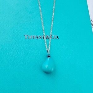 Tiffany & Co. Peretti Turquoise Teardrop 16" Sterling Silver Necklace RARE